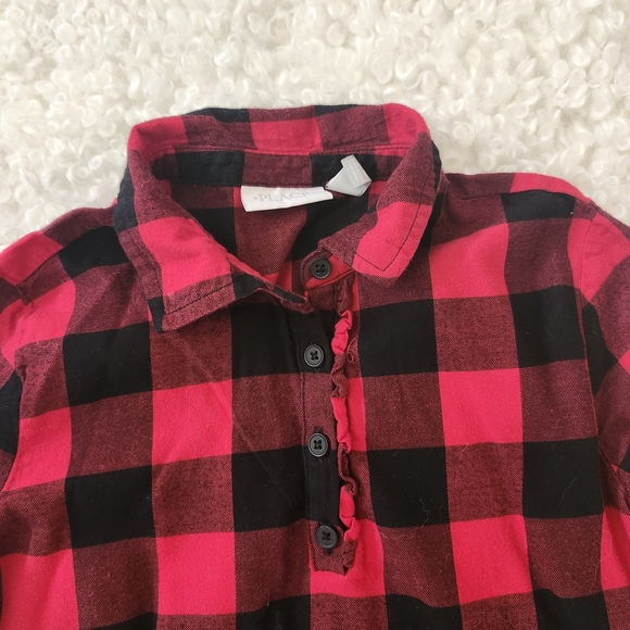 The Children's Place Winter Red & Black Kid Plaid Ruffle Dress Sz 10-12 Holidays - Picture 6 of 8